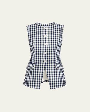 Veronica Beard Haina Cotton Gingham Shorts - Blue