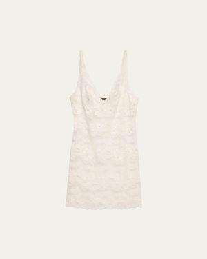 Natori Imagine Deep V-Neck Lace Chemise - Natural