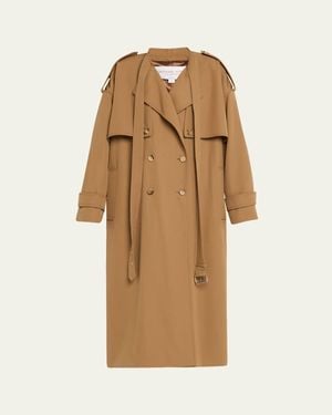Michael Kors Wogab Belt-Neck Double-Breasted Trench Coat - Natural