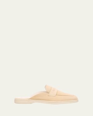 SOPHIQUE Riviera Suede Loafer Mules - Natural