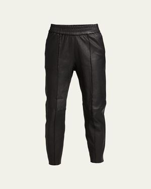 SPRWMN High-Waist Leather Sweatpants - Black