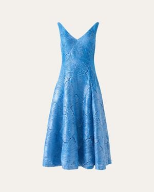 Akris Lacquered Sea Faille Sleeveless Midi Dress - Blue