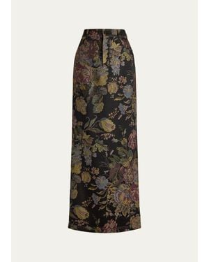 Ralph Lauren Fontaine Floral Jacquard Maxi Skirt - Brown