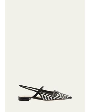 Alexandre Birman Tita Zig-Zag Raffia Slingback Flats - Natural