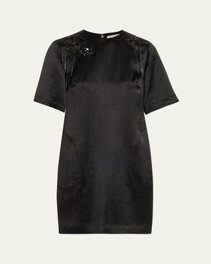 Jason Wu Embellished Applique Mini Shift Dress - Black
