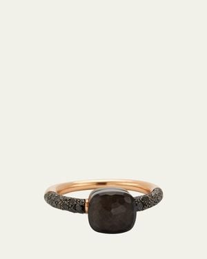 Pomellato Nudo Petite 18K/Titanium Ring With Obsidian & Diamond - Natural