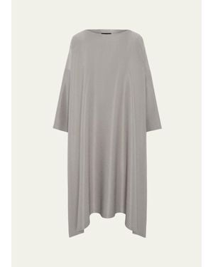 Eskandar Midweight Silk Plissé Dps Scoop Neck Dress - Gray
