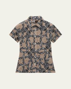 Loewe X Paula's Ibiza Cotton-Blend Large Logo Buttoned Shirt - Gray