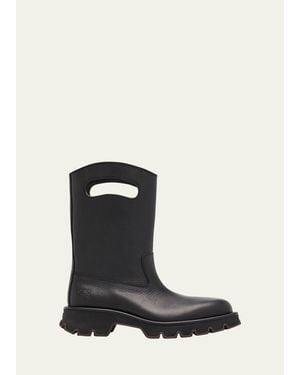 Loewe Bobby Leather Calf-High Boots With Cut-Out Handles - Black