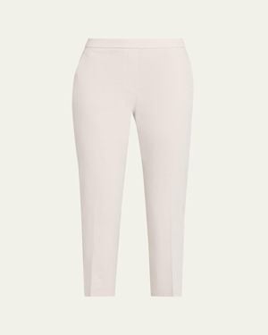 Theory Treeca Good Linen Cropped Pull-On Ankle Pants - Natural