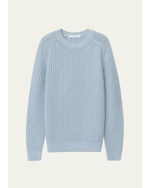 Iris Von Arnim Stonewashed Cashmere Rib-Knit Crewneck Sweater - Blue