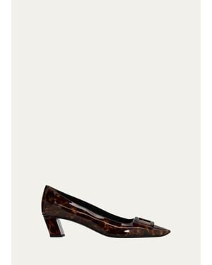 Roger Vivier Belle Vivier 45Mm Tortoiseshell-Print Patent Leather Pumps - White