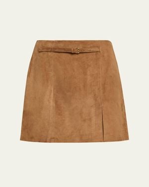 Vince Mid-Rise Suede Mini Skirt - Natural