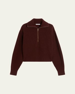 Max Mara Wool-Cashmere Quarter-Zip Sweater - Red