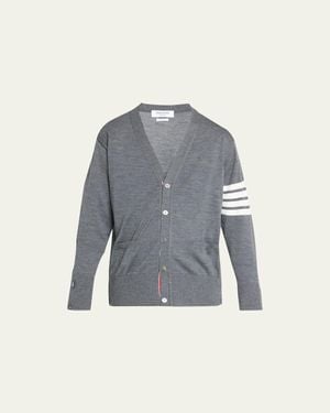 Thom Browne 4-Bar Wool Cardigan Sweater - Blue