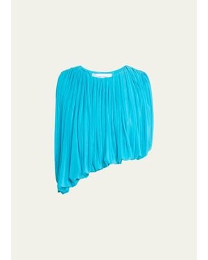 Ronny Kobo Chelly Sleeveless Asymmetric Draped Jersey Top - Blue