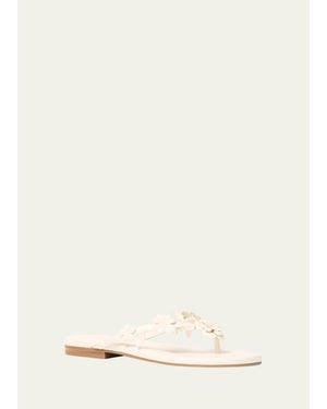 Jonathan Simkhai Willow Floral Applique Leather Sandals - Natural