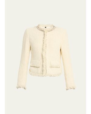 Kobi Halperin Lando Fringe-Trim Boucle Jacket - Natural