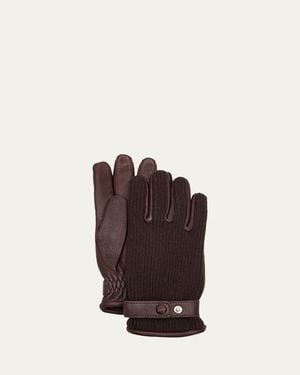 Hestra Christopher Elk Leather And Cashmere Knit Gloves - Brown