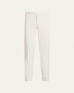 Ralph Lauren Gregory Hand-Tailored Silk-Linen Trouser - White