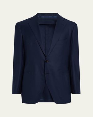 Cesare Attolini Deconstructed Wool Two-Button Blazer - Blue
