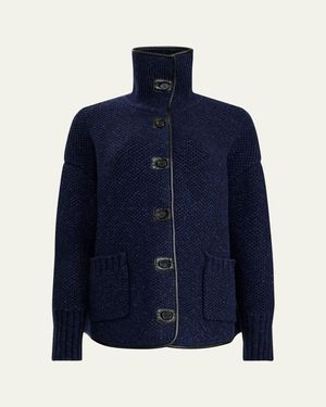 Altuzarra Llewellyn Funnel-Neck Wool Jacket - Blue
