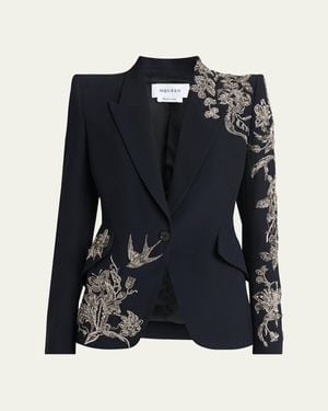 ジャケット Alexander McQueen Black single-breasted jacket in wool eCom-834089QJAEK1000_F.jpg?v=2