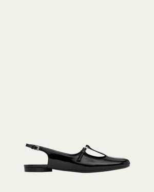 Pierre Hardy Mia Patent Leather Mary Jane Slingback Flats - White
