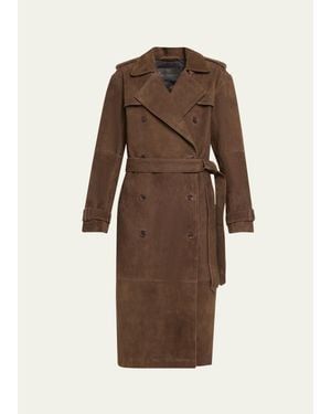 SPRWMN Suede Belted Trench Coat - Brown