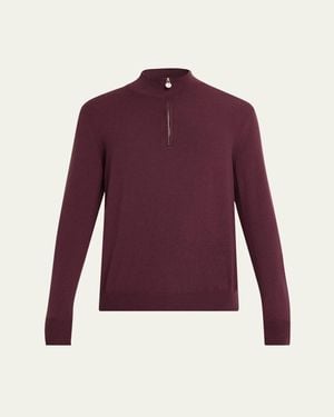 Kiton 12Gg Cashmere Mock Neck Quarter-Zip Sweater - Purple