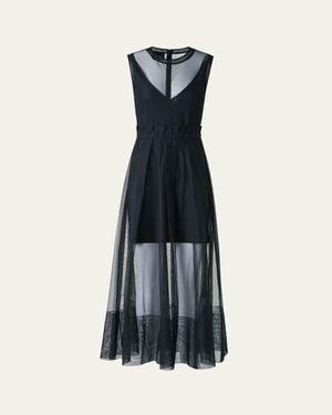Akris Techno Tulle Fit-&-Flare Gown - Blue