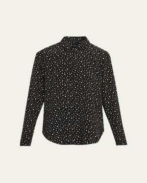 Nili Lotan Spotted Silk Button-Down Blouse - Black