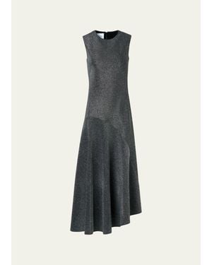 Akris Punto Metallic Jersey Asymmetric Midi Dress - Blue