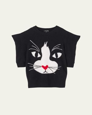 Marc Jacobs Cat Intarsia Crewneck Sweater - Blue