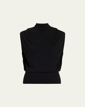 Jonathan Simkhai Juli Draped High-Neck Top - Black