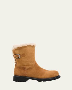 La Canadienne Hadley Shearling-Lined Suede Boots - Natural