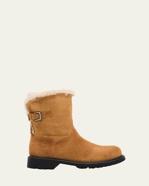 La Canadienne Hadley Shearling-Lined Suede Boots - Natural