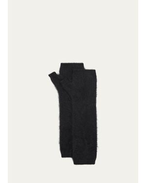 Fleurette Brushed Cashmere Fingerless Gloves - Black