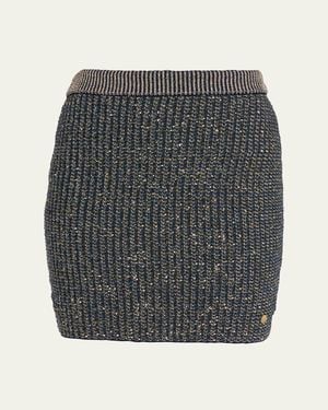 Balmain Glittered Tweed Mini Pencil Skirt - Gray