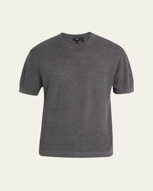 Theory Kolben Knit Short-Sleeve Crewneck Sweater - Gray