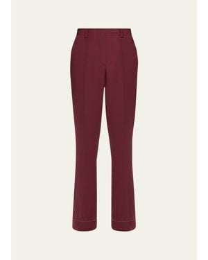 Brioni Silk-Wool Pintuck Flare Pants - Red