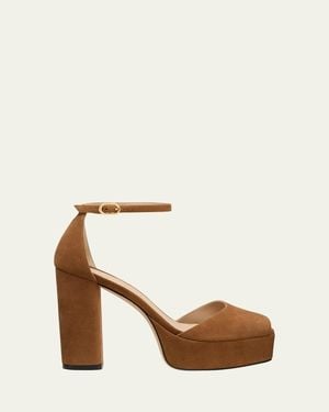 Stuart Weitzman 110Mm Sabrina Suede Platform Sandals - Natural