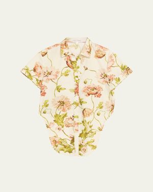 Cara Cara Asbury Tie-Front Cotton Button-Front Top - Metallic