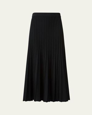 Akris Punto Reverse Rib Knit Pleated Midi Skirt - Black