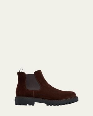 Prada Folder Suede Lug-Sole Chelsea Boots - Brown