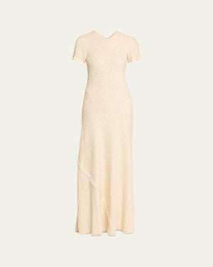 Heirlome Julia Boucle Bias Short-Sleeve Maxi Dress - Natural
