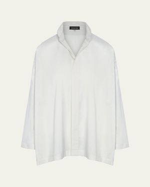 Eskandar Cotton Slim A-Line Shirt - White