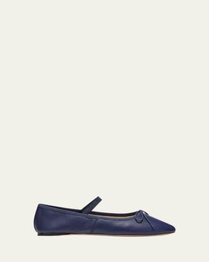 Loeffler Randall Leonie Lambskin Bow Ballerina Flats - Blue