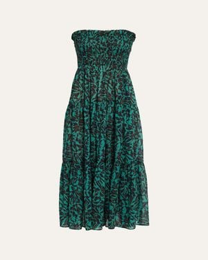 Ulla Johnson Lucca Smocked Strapless Midi Dress - Green