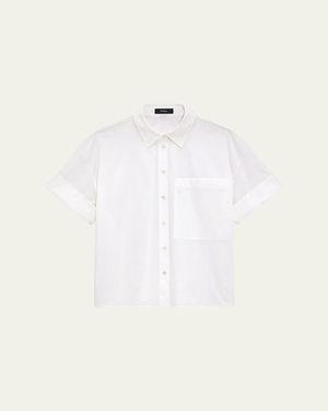 Theory Cotton Cuffed Pocket Shirt - Natural